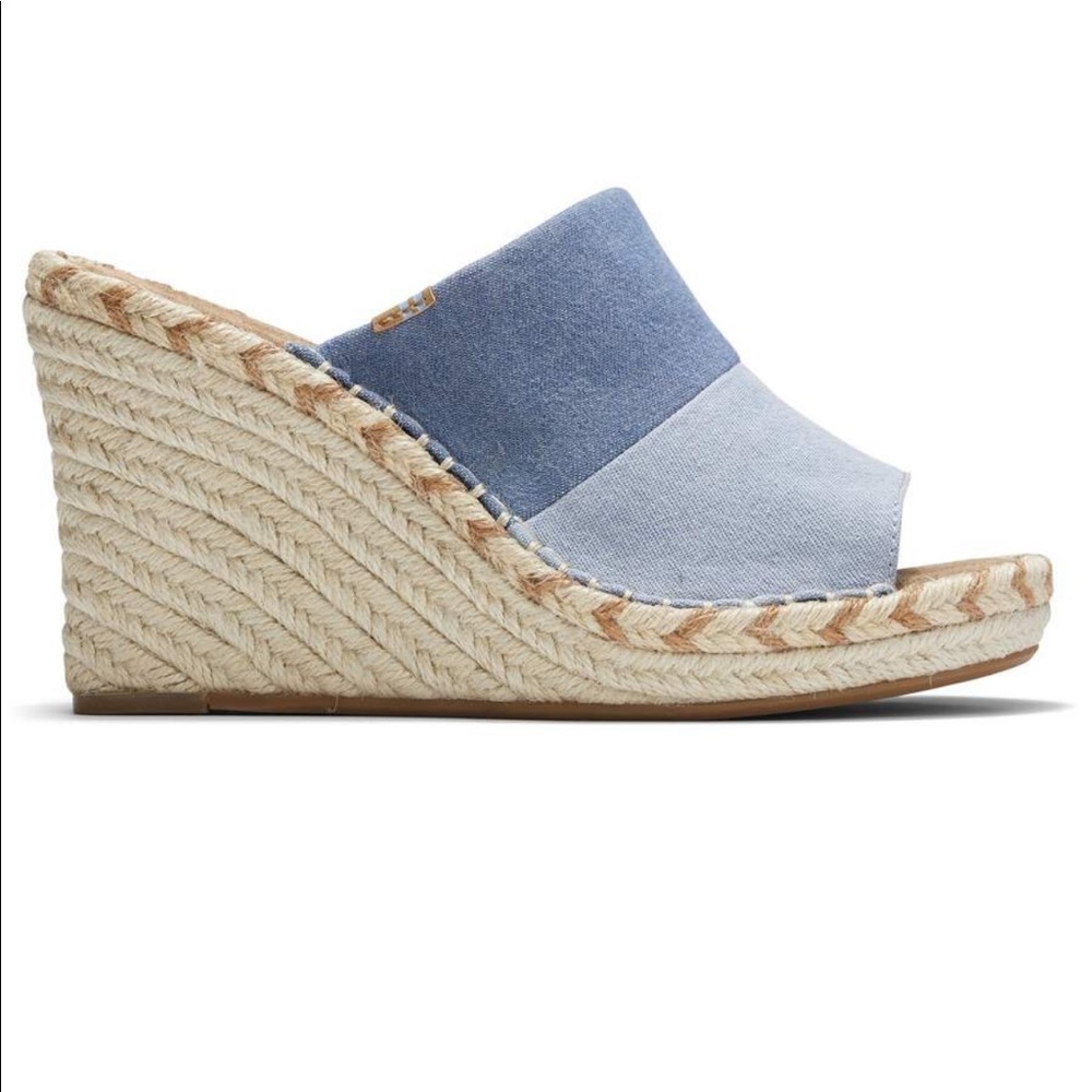 Toms Denim Blue Wedge Sandals
